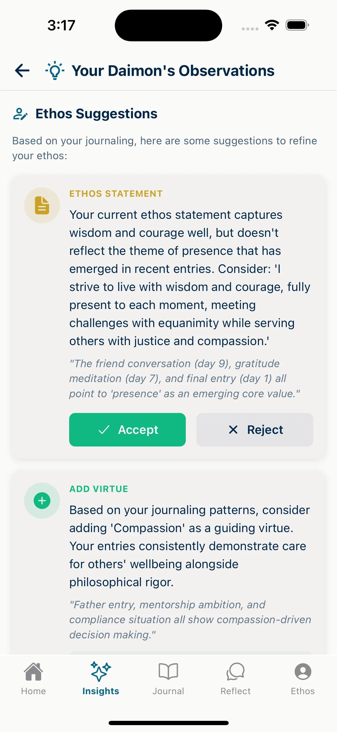 Know Your Ethos pattern insights