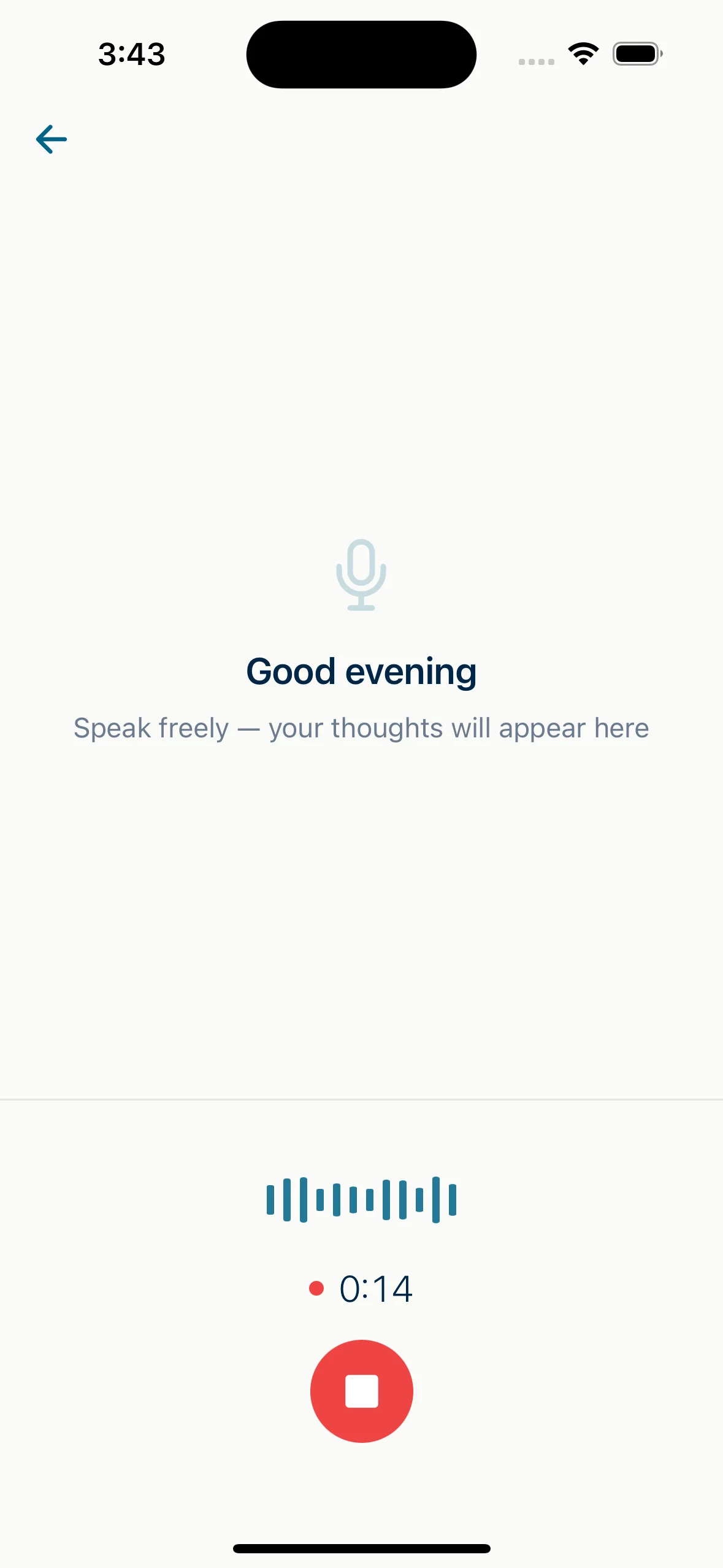 Know Your Ethos voice recording screen